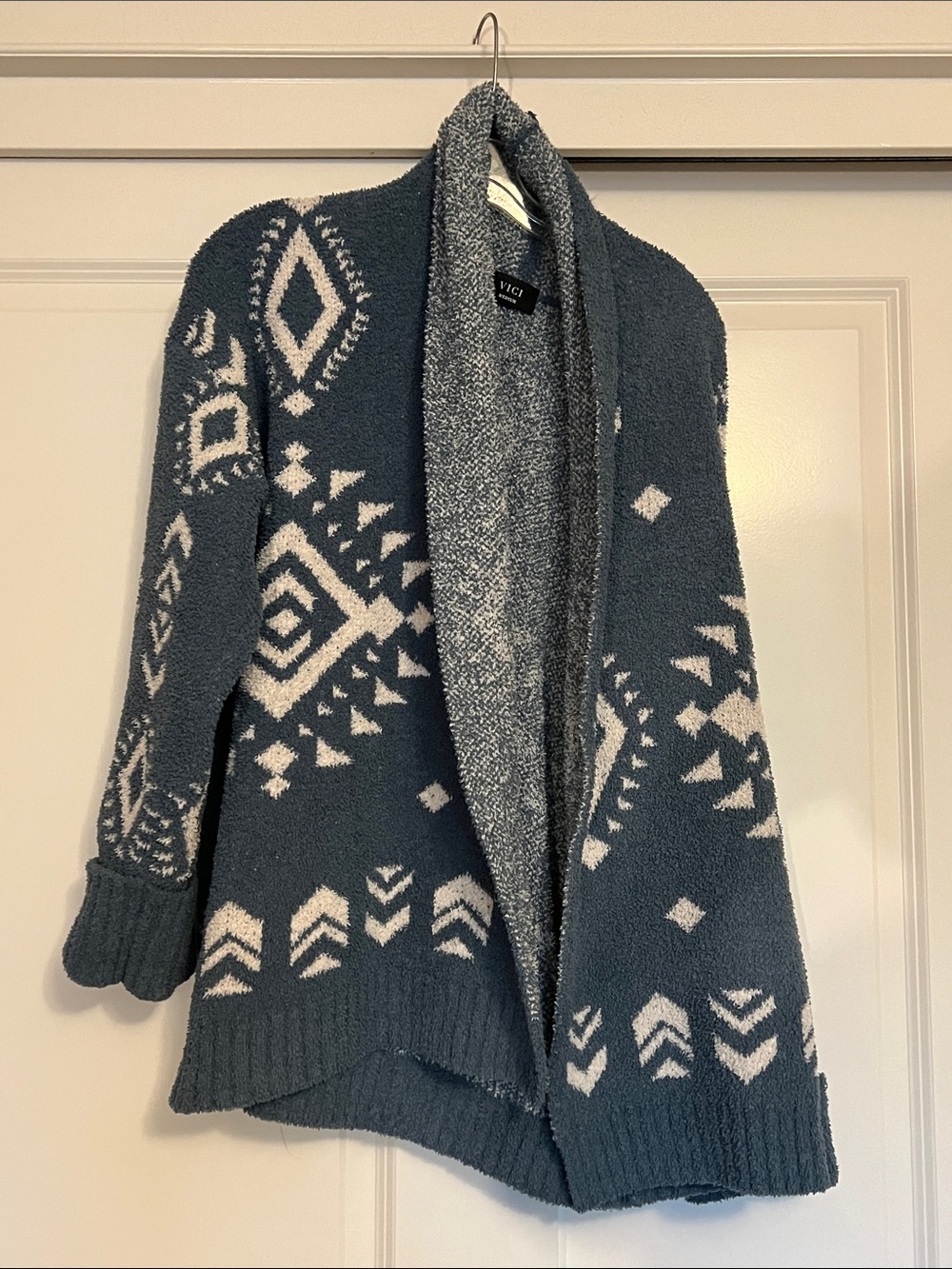 Blue VICI Tribal Design Wrap Sweater Medium M So Cozy
